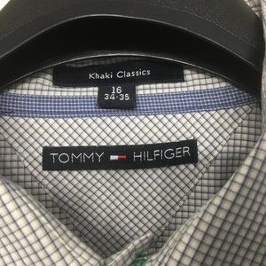 Tommy Hilfiger Men's Dress Shirt 16x34x35 Blue Long Sleeve Button Down Cotton